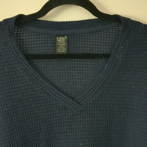 Lildy Navy Waffle Knit Tunic Boxey Drop Shoulder Top XL - Picture 6 of 10